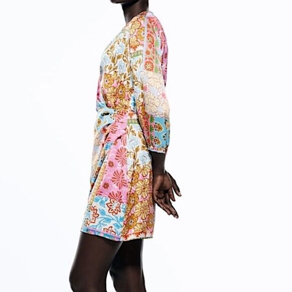 ZARA Patchwork Print Dress Size S • BLOGGER FAVORITE • NEW WITH TAGS • - Picture 7 of 15